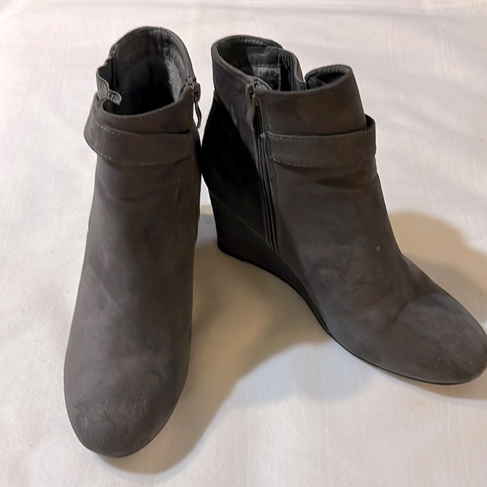 Top Moda Gray Wedge Heel Ankle Boots